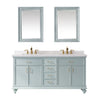 Charlotte 72" Vanity in Finnish Green with Carrara White Composite Stone Countertop With Mirror