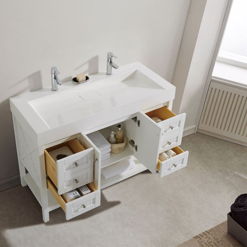 Image of Pavia 48” Single Vanity in White with Acrylic under-mount Sink Without Mirror