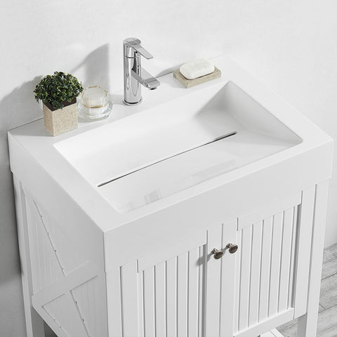 Image of Pavia 28” Single Vanity in White with Acrylic under-mount Sink Without Mirror