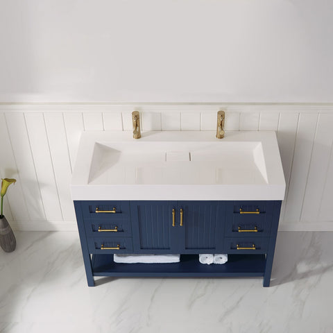 Image of Pavia 48” Single Vanity in Royal Blue with Acrylic under-mount Sink Without Mirror