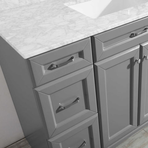 Image of Naples 48" Vanity in Grey with Carrara White Marble Countertop With Mirror