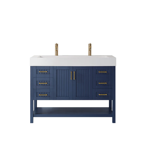 Image of Pavia 48” Single Vanity in Royal Blue with Acrylic under-mount Sink Without Mirror