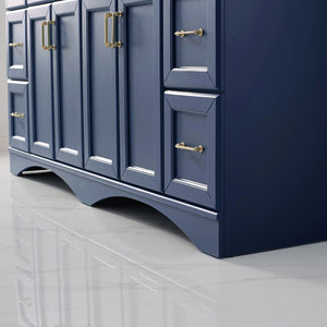 Naples 72" Vanity in Royal Blue with Carrara White Marble Countertop With Mirror