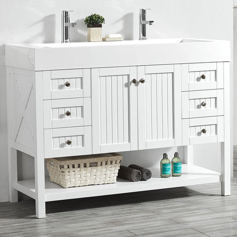 Image of Pavia 48” Single Vanity in White with Acrylic under-mount Sink Without Mirror