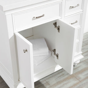 Charlotte 36" Vanity in White with Carrara Quartz Stone Top Without Mirror