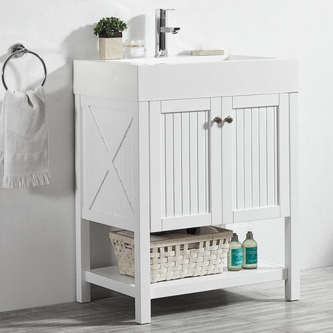 Image of Pavia 28” Single Vanity in White with Acrylic under-mount Sink Without Mirror