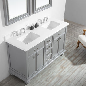 Charlotte 60" Double Vanity in Grey with Carrara Quartz Stone Top With Mirror