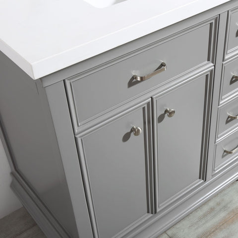 Image of Charlotte 36" Vanity in Grey with Carrara Quartz Stone Top Without Mirror