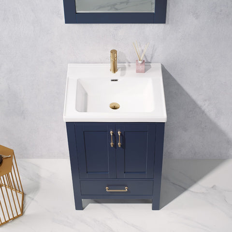 Image of Gela 24" Vanity in Royal Blue with White Drop-In Ceramic Basin With Mirror