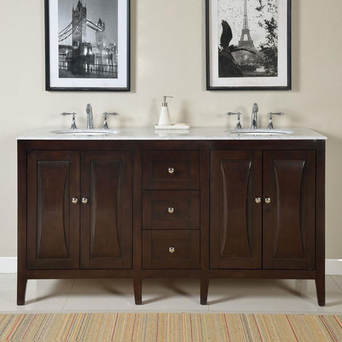 Image of Silkroad Exclusive  68-inch Carrara White Marble Top Single Sink Bathroom Vanity - FS-0269-WM-UWC-68