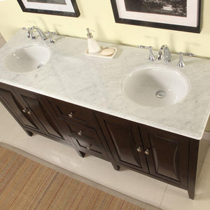 Silkroad Exclusive  68-inch Carrara White Marble Top Single Sink Bathroom Vanity - FS-0269-WM-UWC-68