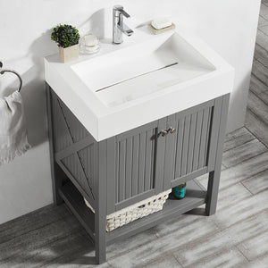 Pavia 28” Single Vanity in Grey with Acrylic under-mount Sink Without Mirror