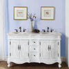 Silkroad Exclusive  58-inch Crema Marfil Marble Top Double Sink Bathroom Vanity - HYP-0145-CM-UIC-58