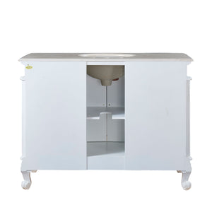 Silkroad Exclusive  48-inch Crema Marfil Marble Top Single Sink Bathroom Vanity - HYP-0152-CM-UWC-48