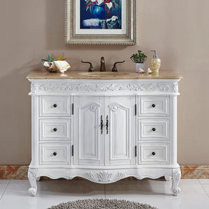 Silkroad Exclusive  48-inch Travertine Top Single Sink Bathroom Vanity - HYP-0152-T-UIC-48