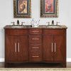 Silkroad Exclusive  58-inch Baltic Brown Granite Top Double Sink Bathroom Vanity - HYP-0221-BB-UWC-58