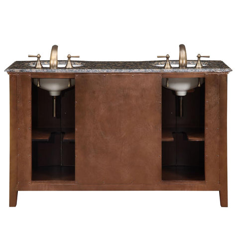 Image of Silkroad Exclusive  58-inch Baltic Brown Granite Top Double Sink Bathroom Vanity - HYP-0221-BB-UWC-58