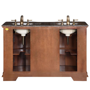 Silkroad Exclusive  55-inch Baltic Brown Granite Top Double Sink Bathroom Vanity - HYP-0223-BB-UWC-55