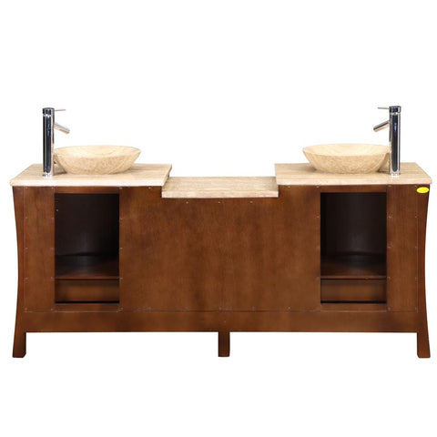 Image of Silkroad Exclusive  72-inch Travertine Top Double Sink Bathroom Vanity - HYP-0714-T-TT-72