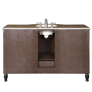 Silkroad Exclusive  58-inch Travertine Top Single Sink Bathroom Vanity - HYP-0717-T-UWC-58