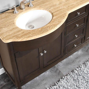 Silkroad Exclusive  72-inch Crema Marfil Marble Top Double Sink Bathroom Vanity - HYP-0717-CM-UWC-72