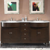 Silkroad Exclusive  72-inch Carrara White Marble Top Double Sink Bathroom Vanity - HYP-0717-WM-UWC-72