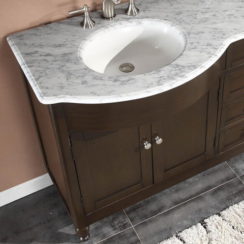 Image of Silkroad Exclusive  72-inch Carrara White Marble Top Double Sink Bathroom Vanity - HYP-0717-WM-UWC-72