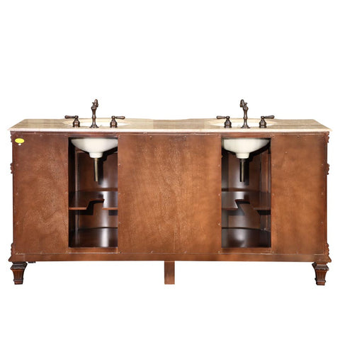 Image of Silkroad Exclusive  72-inch Travertine Top Double Sink Bathroom Vanity - HYP-0722-T-UIC-72