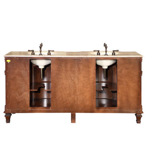 Silkroad Exclusive  72-inch Travertine Top Double Sink Bathroom Vanity - HYP-0722-T-UIC-72