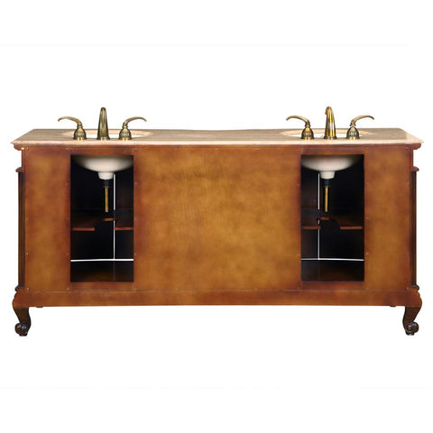 Image of Silkroad Exclusive  72-inch Travertine Top Double Sink Bathroom Vanity - HYP-8034-T-UIC-72