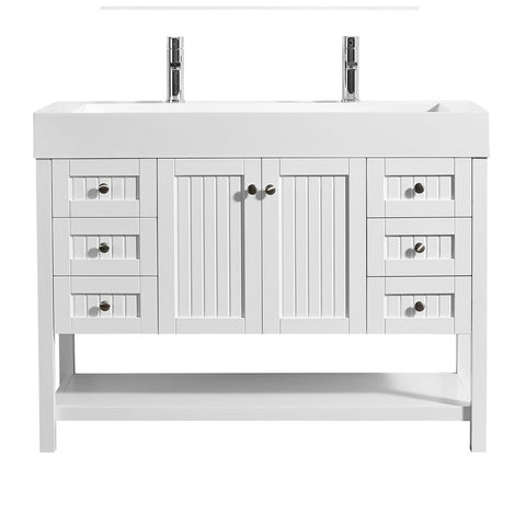 Image of Pavia 48” Single Vanity in White with Acrylic under-mount Sink Without Mirror