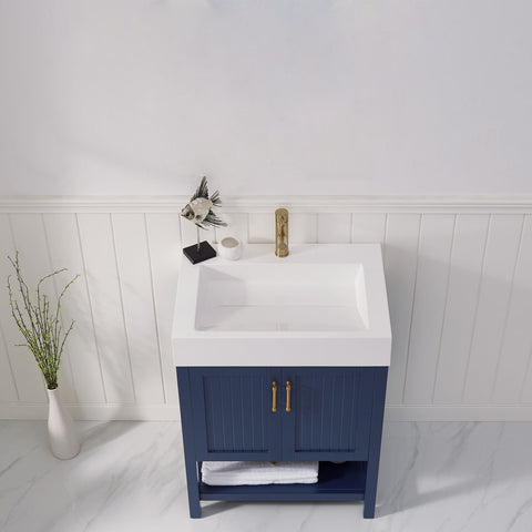 Image of Pavia 28” Single Vanity in Royal Blue with Acrylic under-mount Sink Without Mirror