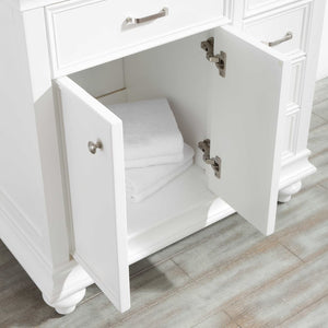 Charlotte 60" Double Vanity in White with Carrara Quartz Stone Top With Mirror