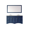 Naples 72" Vanity in Royal Blue with Carrara White Marble Countertop With Mirror