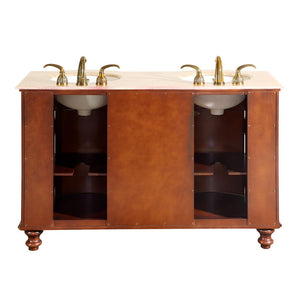 Silkroad Exclusive  55-inch Travertine Top Double Sink Bathroom Vanity - JYP-0192-T-UIC-55