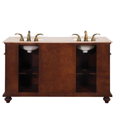 Image of Silkroad Exclusive  60-inch Travertine Top Double Sink Bathroom Vanity - JYP-0193-T-UIC-60