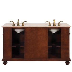 Silkroad Exclusive  60-inch Travertine Top Double Sink Bathroom Vanity - JYP-0193-T-UIC-60