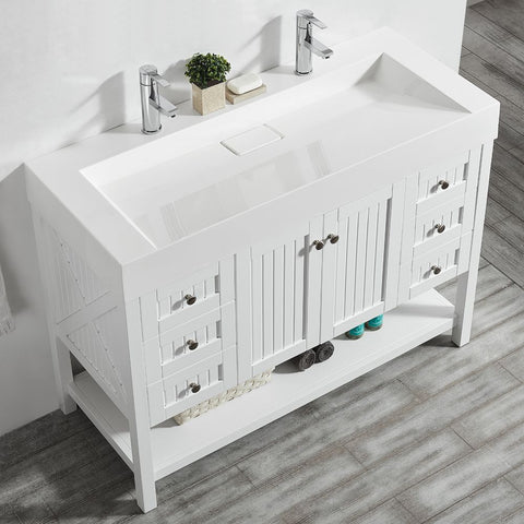 Image of Pavia 48” Single Vanity in White with Acrylic under-mount Sink Without Mirror