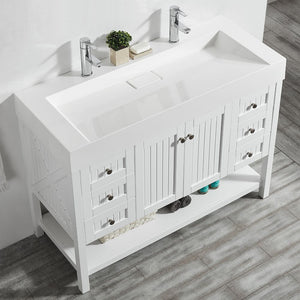 Pavia 48” Single Vanity in White with Acrylic under-mount Sink Without Mirror