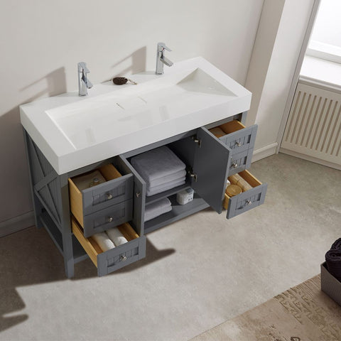 Image of Pavia 48” Single Vanity in Grey with Acrylic under-mount Sink Without Mirror