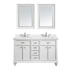 Charlotte 60" Double Vanity in White with Carrara Quartz Stone Top With Mirror