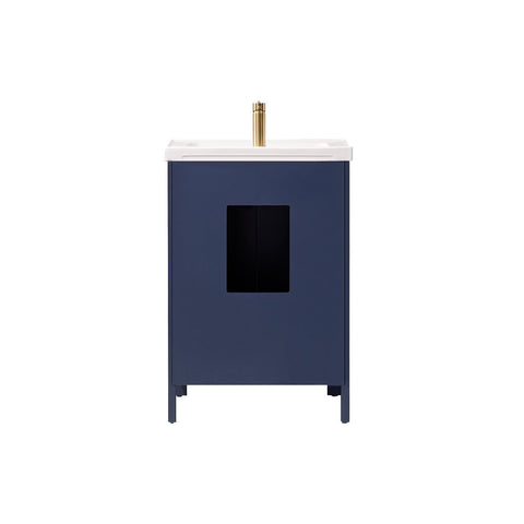 Image of Gela 24" Vanity in Royal Blue with White Drop-In Ceramic Basin With Mirror