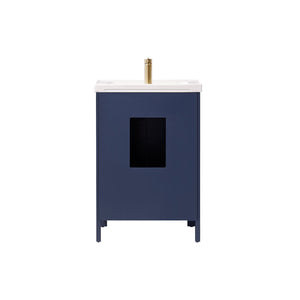 Gela 24" Vanity in Royal Blue with White Drop-In Ceramic Basin With Mirror