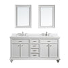 Charlotte 72" Double Vanity in White with Carrara Quartz Stone Top With Mirror