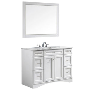 Naples 48" Vanity in White with Carrara White Marble Countertop With Mirror