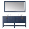 Florence 72" Vanity in Royal Blue with Carrara White Marble Countertop With Mirror