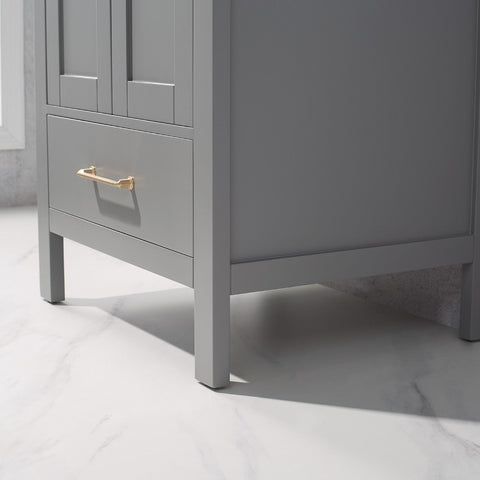 Image of Gela 24" Vanity in Grey with White Drop-In Ceramic Basin With Mirror