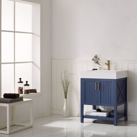 Image of Pavia 28” Single Vanity in Royal Blue with Acrylic under-mount Sink Without Mirror