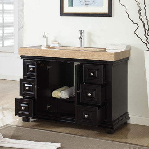 Image of Silkroad Exclusive  48-inch Travertine Top Single Sink Bathroom Vanity - V0284TR48C