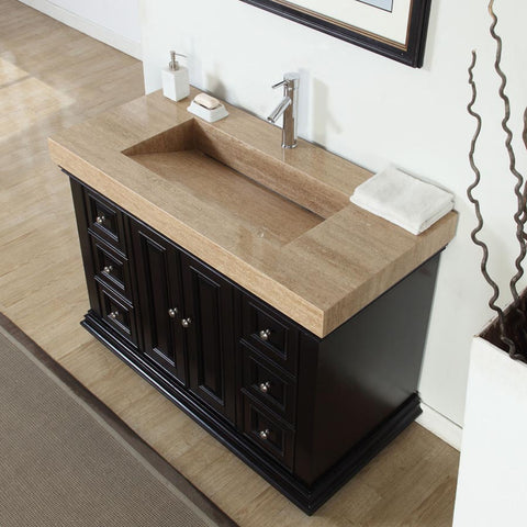 Image of Silkroad Exclusive  48-inch Travertine Top Single Sink Bathroom Vanity - V0284TR48C